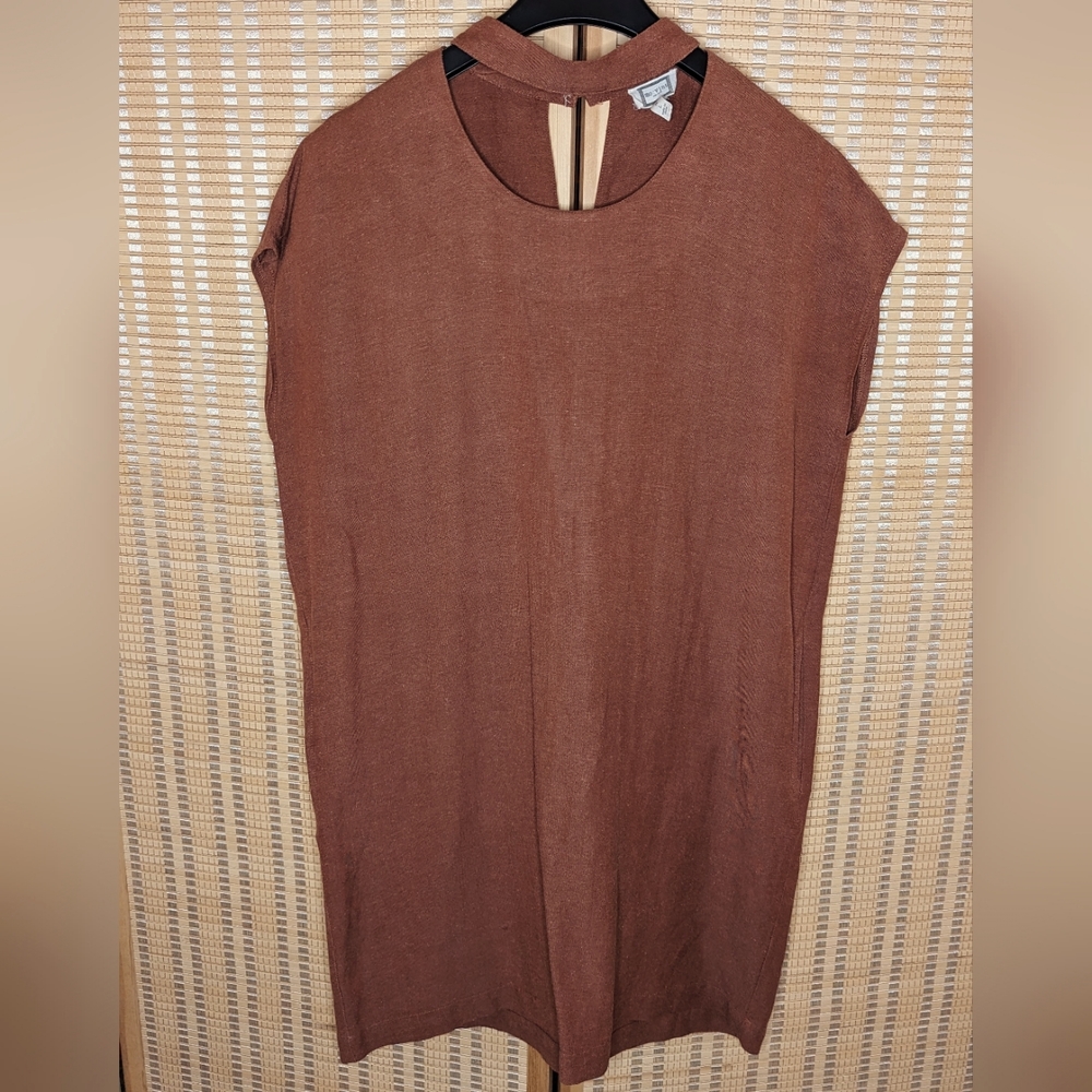 Dark Orange Oversized Dress with Neckline Cutout